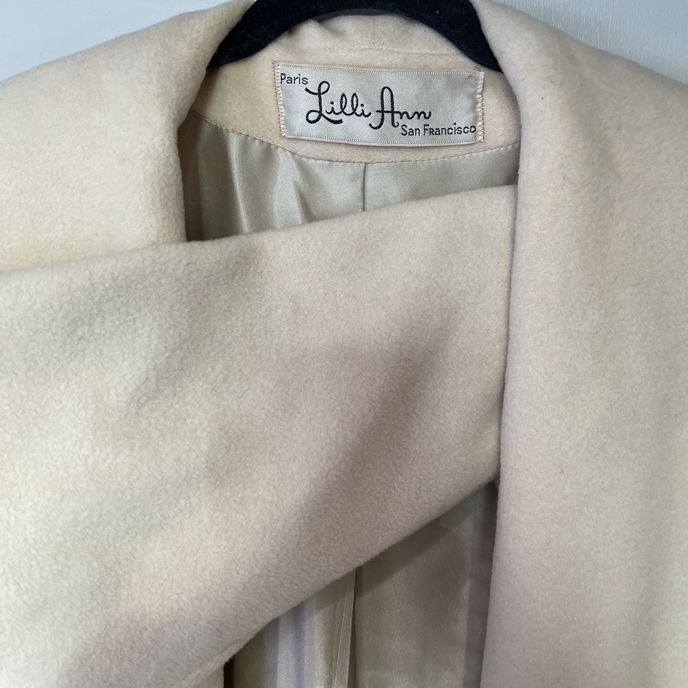 W Vintage Lilly Ann Paris San Francisco Wool Full Length Swing Coat Sz L 50s 60s